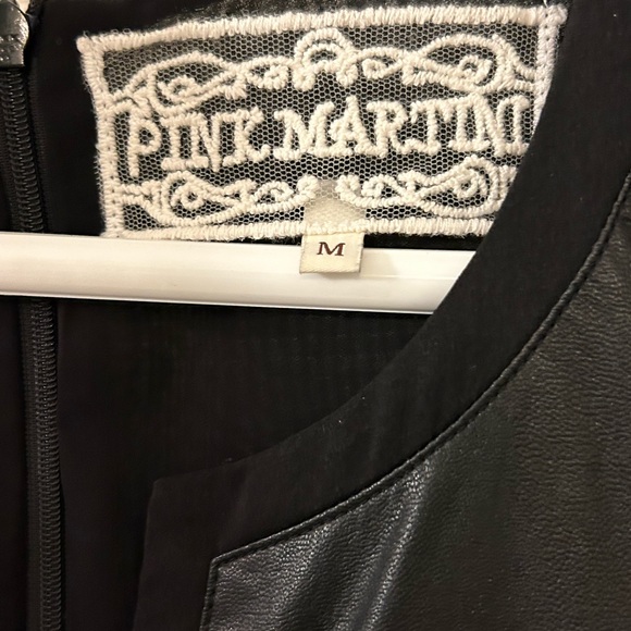 Pink Martini Cocktail Dress with Faux Leather Accents - Picture 3 of 3